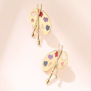 Gold Artist 👩🎨 Pallet 🎨 Painting stud earrings